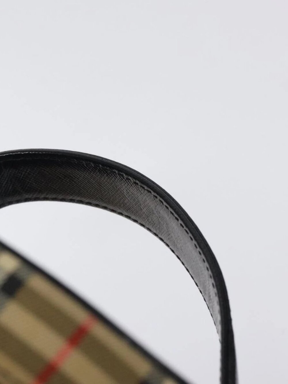 Burberrys Nova Check Hand Bag Canvas Beige Gold Auth 120481 - Picture 8 of 16